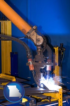 an industrial welding robot - with Missouri icon