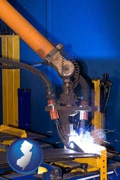 an industrial welding robot - with New Jersey icon