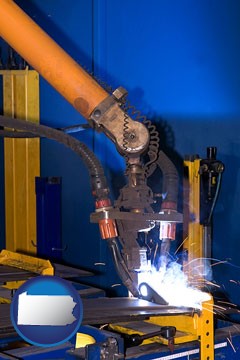 an industrial welding robot - with Pennsylvania icon