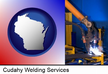 an industrial welding robot in Cudahy, WI